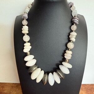 Sophisticated White and Silver Necklace with Organic Design